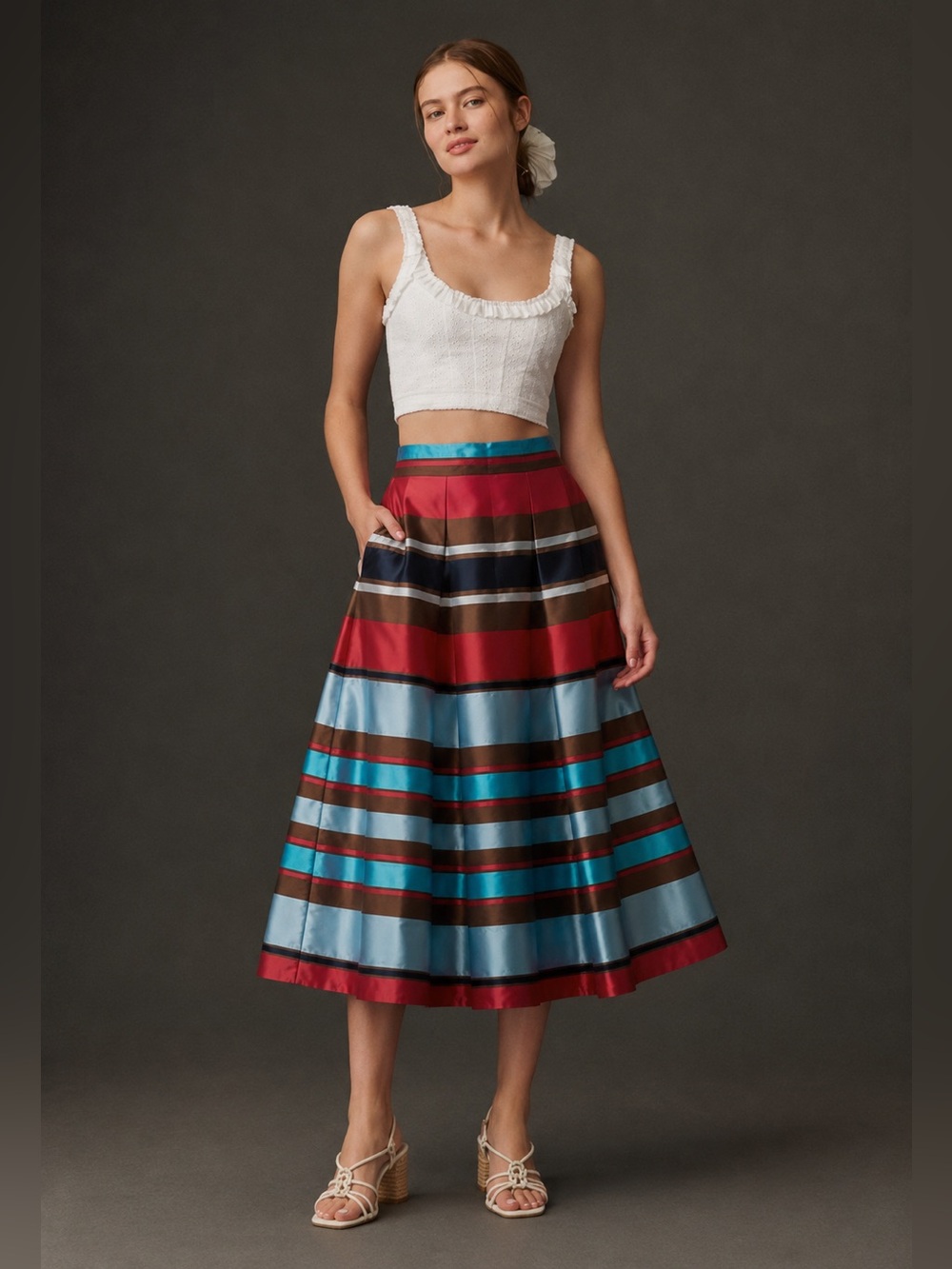 NWT Frances Valentine Mercer Striped Maxi Skirt Sz L